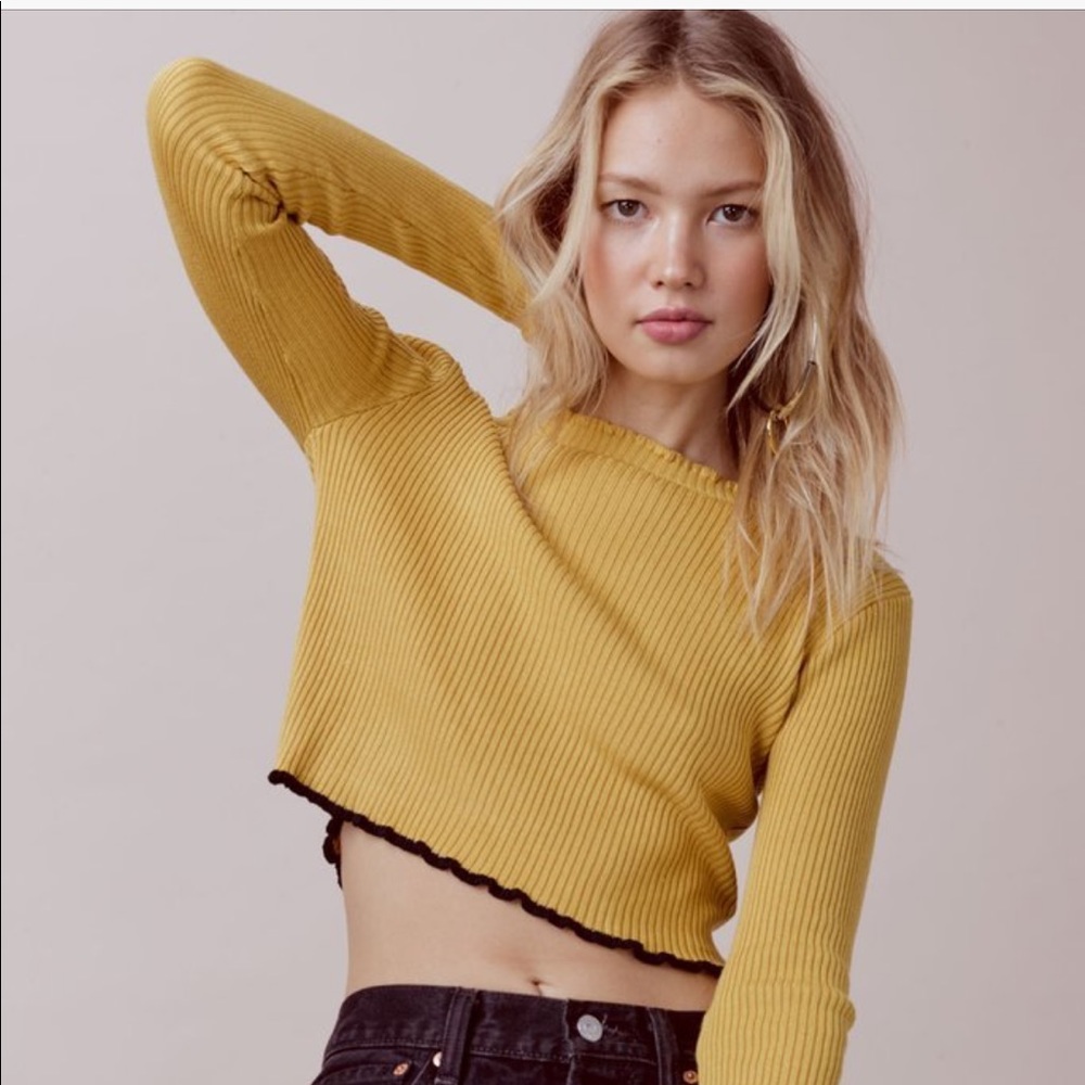For Love & Lemons Ruffle Edge Crop Sweater